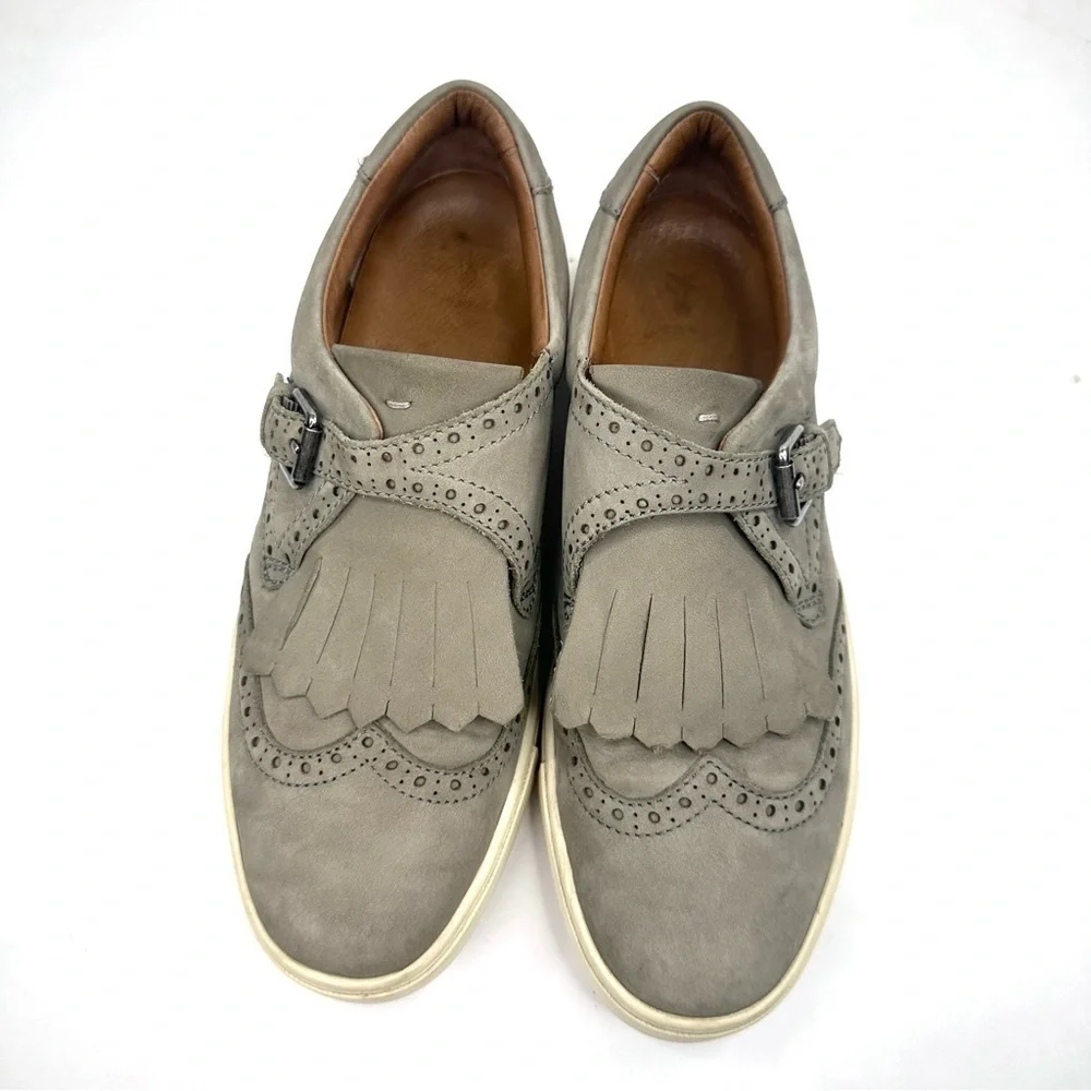 Frye gray Kiltie fringe sneaker Oxford preppy loafer brogue wingtip buckle 7.5 - Picture 4 of 13